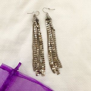Silver Tassel Drop Earrings